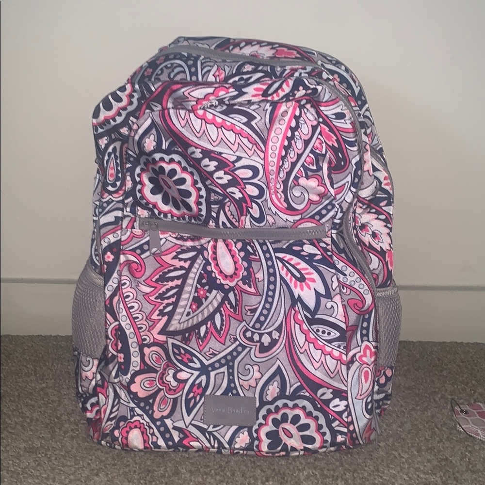 Vera Bradley Pink and Gray Paisley Backpack
